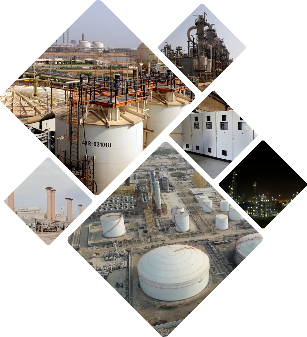 View of refinery facilities, tanks and electrical equipment from the company's projects